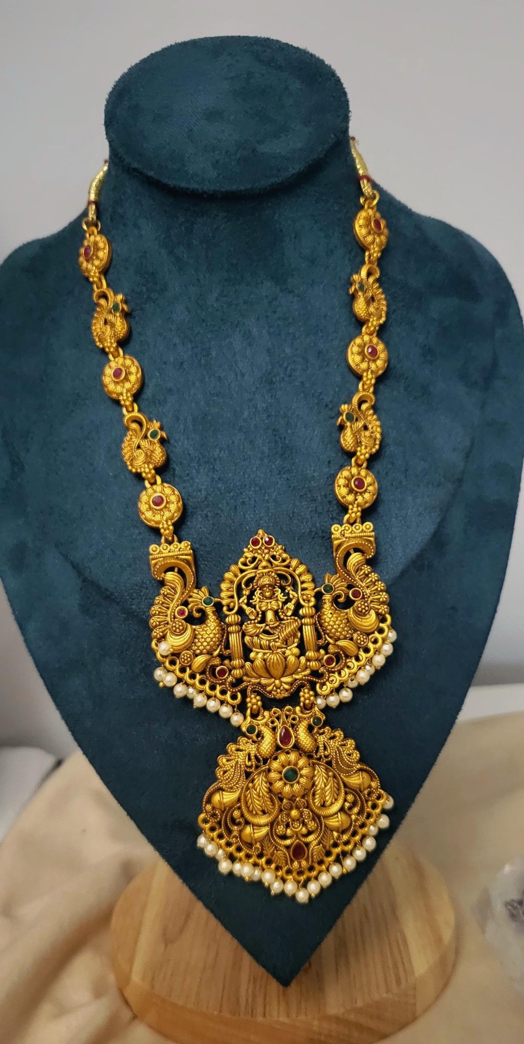 Gold Plated Laxmi Necklace Set: Indian Goddess Jewelry
