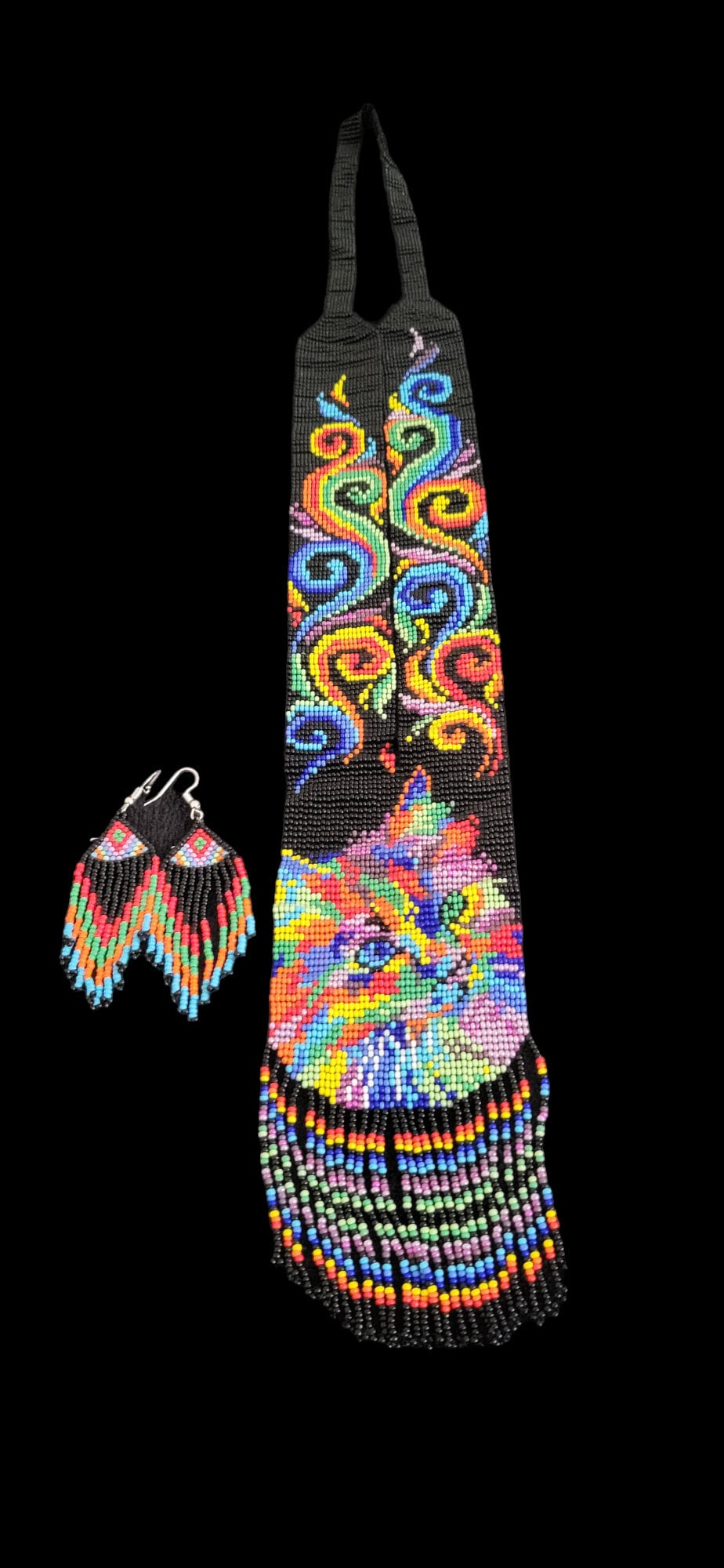 Ręcznie Robiony Naszyjnik z Koralików dla Kota: Etniczny Wisiorek z Koralików Seed Bead