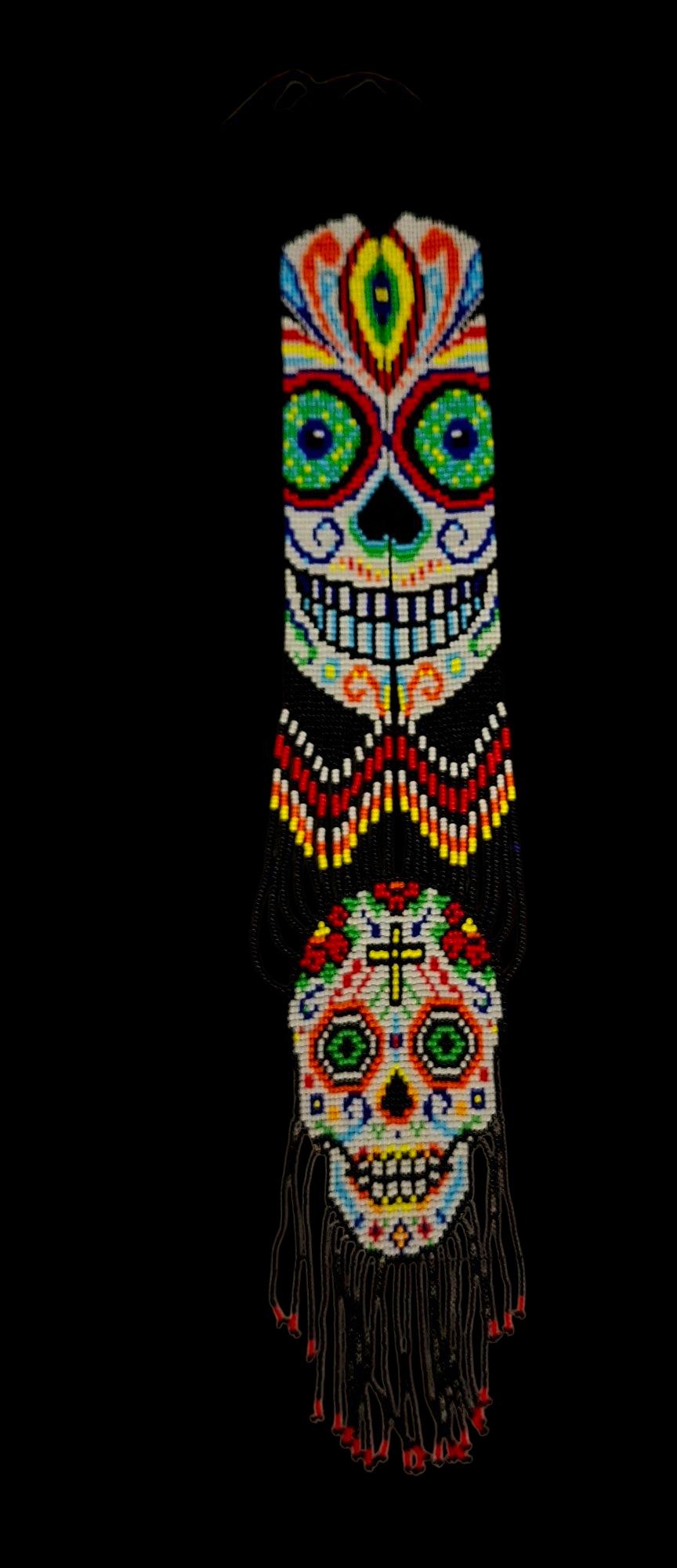 Handmade Seed Bead Skull Necklace & Earrings Set: Ethnic Tribal Jewelry