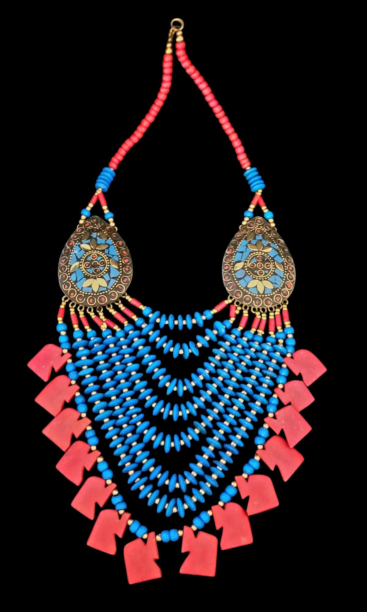 Handmade Nepalese Turquoise Beaded Necklace: Boho Ethnic Jewelry