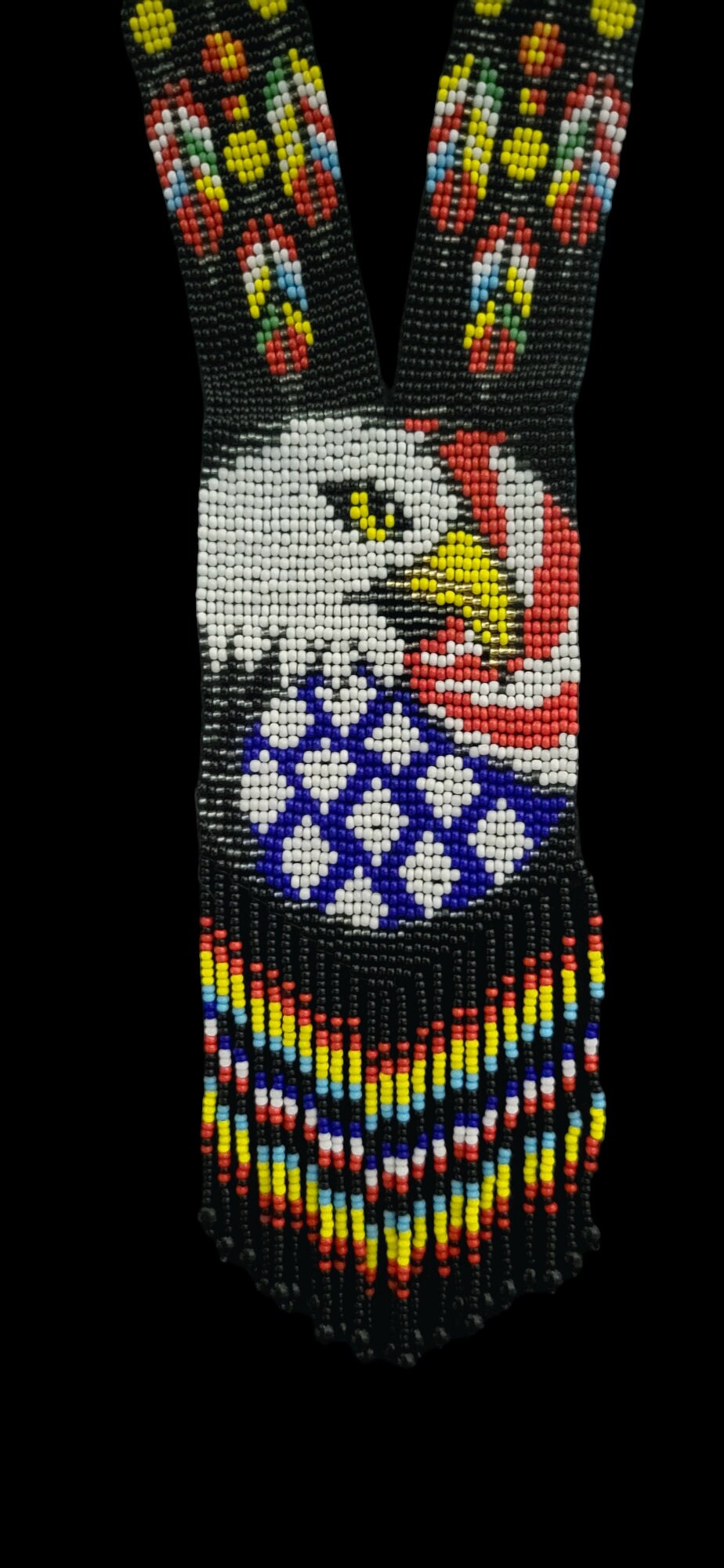 Handmade Beaded Loom Necklace: American Flag with Majestic Eagle