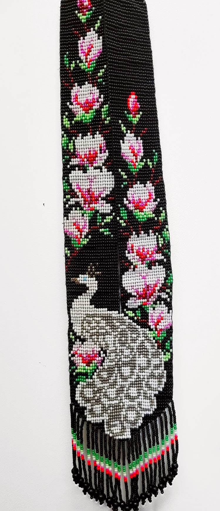Handmade Beaded Peacock Necklace: Colorful Statement Jewelry