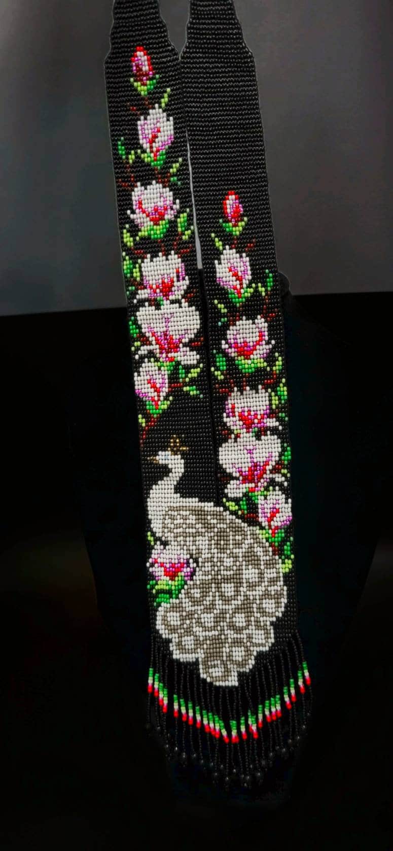 Handmade Beaded Peacock Necklace: Colorful Statement Jewelry