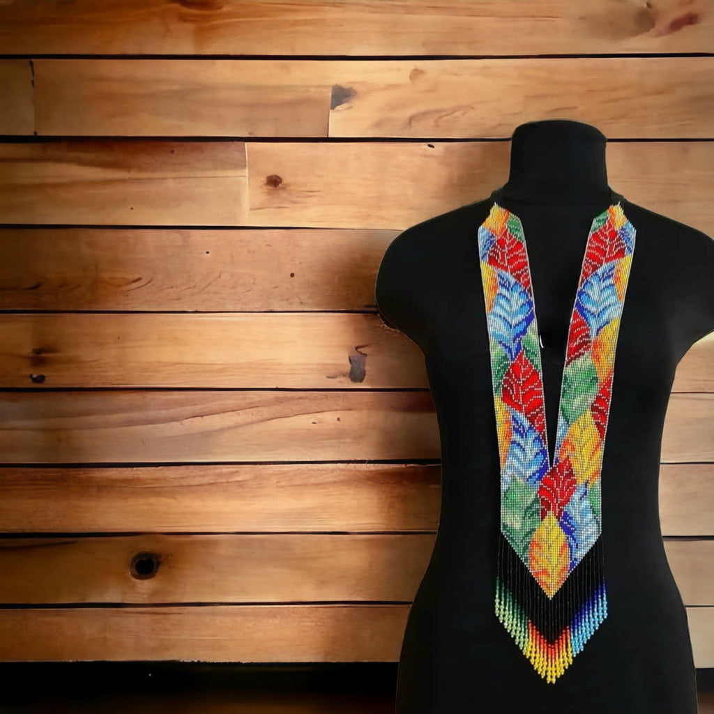 Handmade Seed Bead Necklace: Colorful Tribal Fashion
