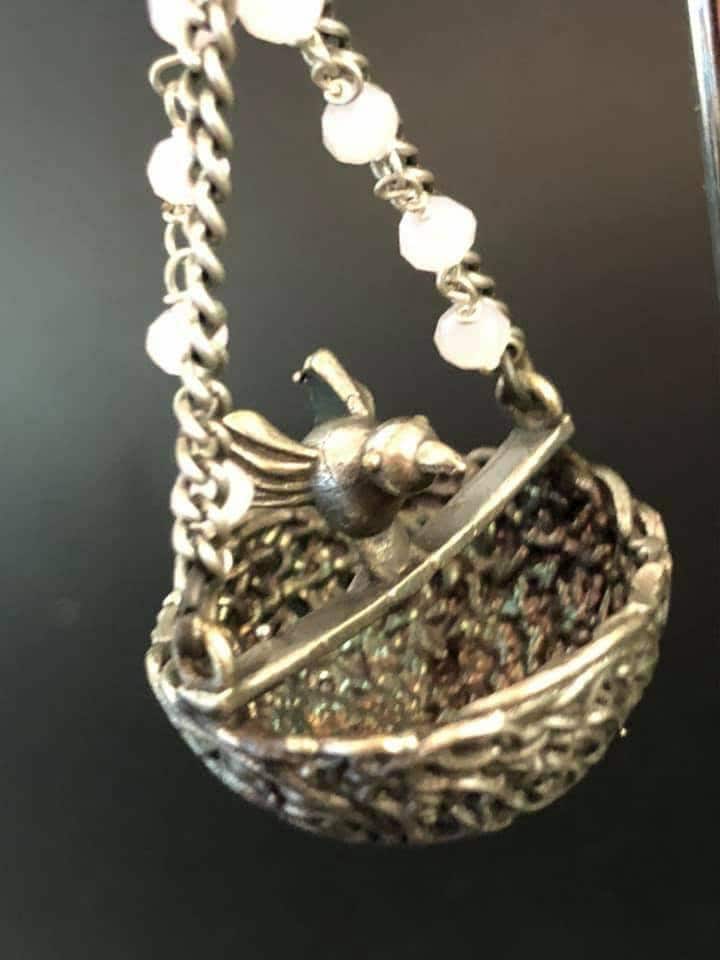 Handmade Bird Nest Earrings: Silver Metal Dangle Earrings