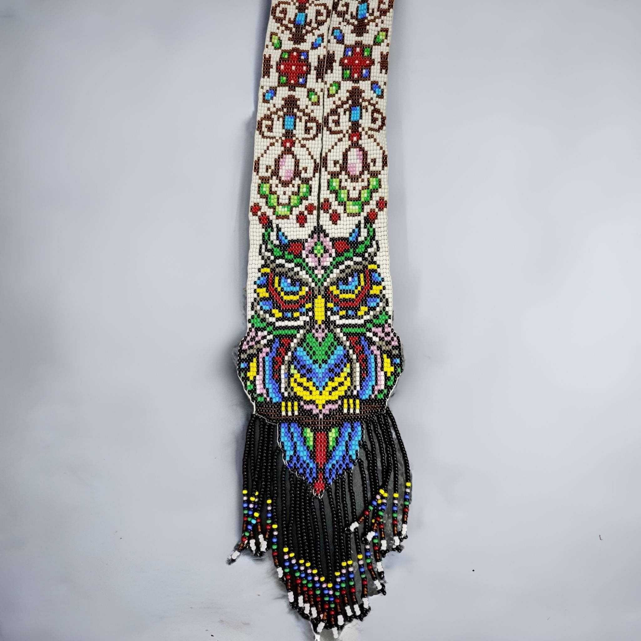 Handmade Beaded Owl Necklace: Long Statement Jewelry