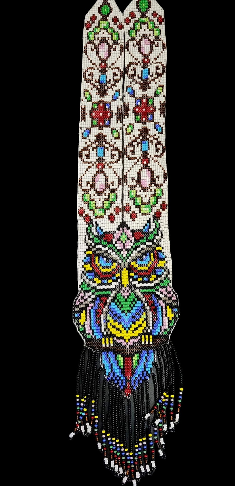 Handmade Beaded Owl Necklace: Long Statement Jewelry