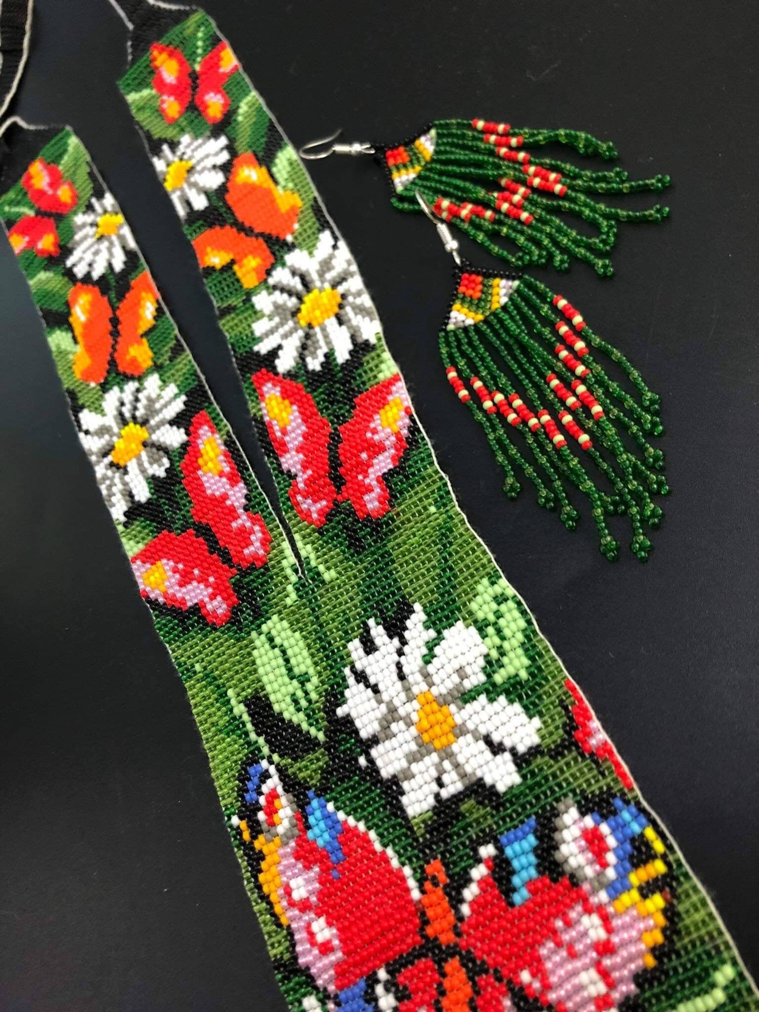 Handmade Beaded Butterfly Necklace: Floral Boho Jewelry