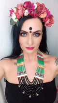 Tibetan Beaded Layered Necklace: Nepal Ethnic Tribal Jewelry