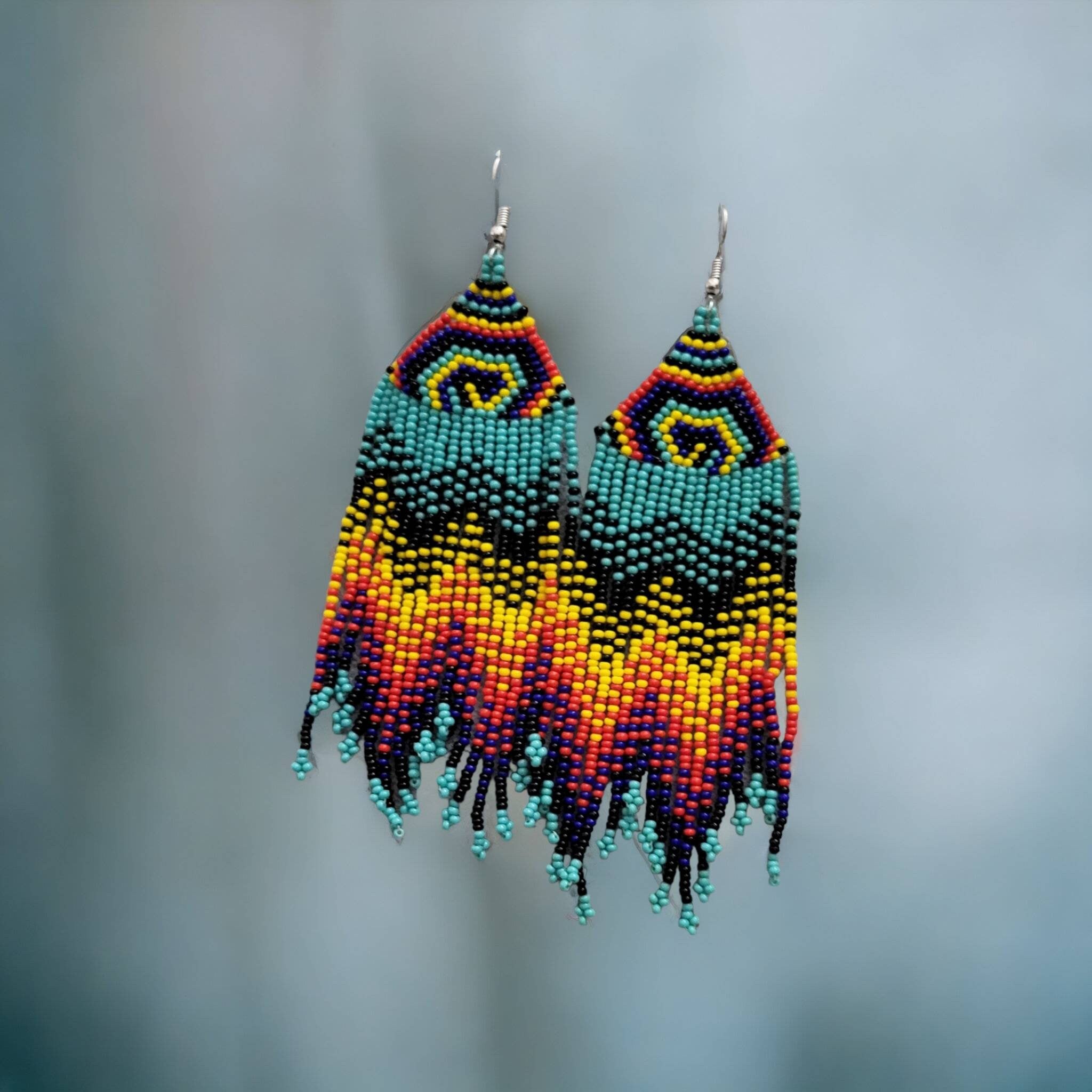 Handmade Beaded Earring,Fringe Earrings,Long Earring, Seed Beads Earring,Threader Earring,