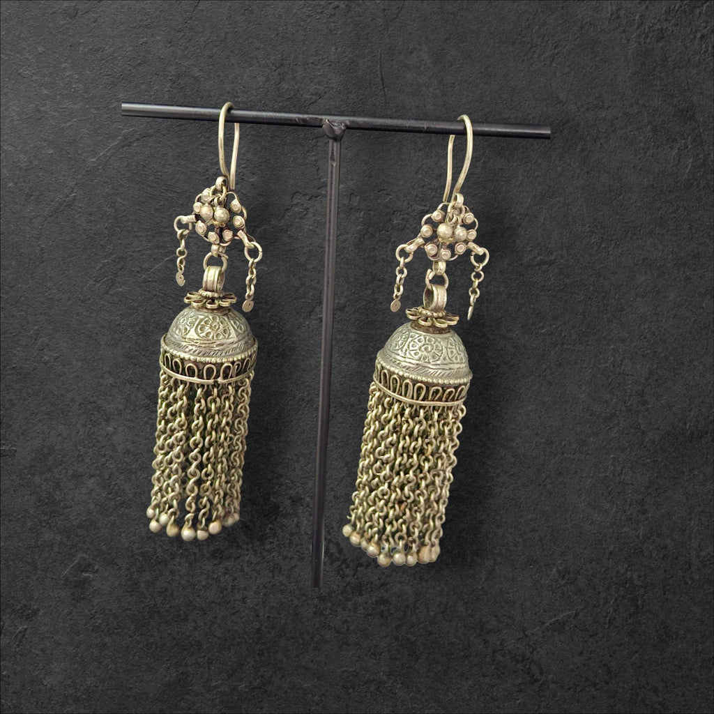 Antique Tassles Earring.Old Kochi Earring.Tribal Jewelry.Ethnic.Earring.Kuchi Earring.Authentic Earring,Vintage Earrings,Silver Earrings