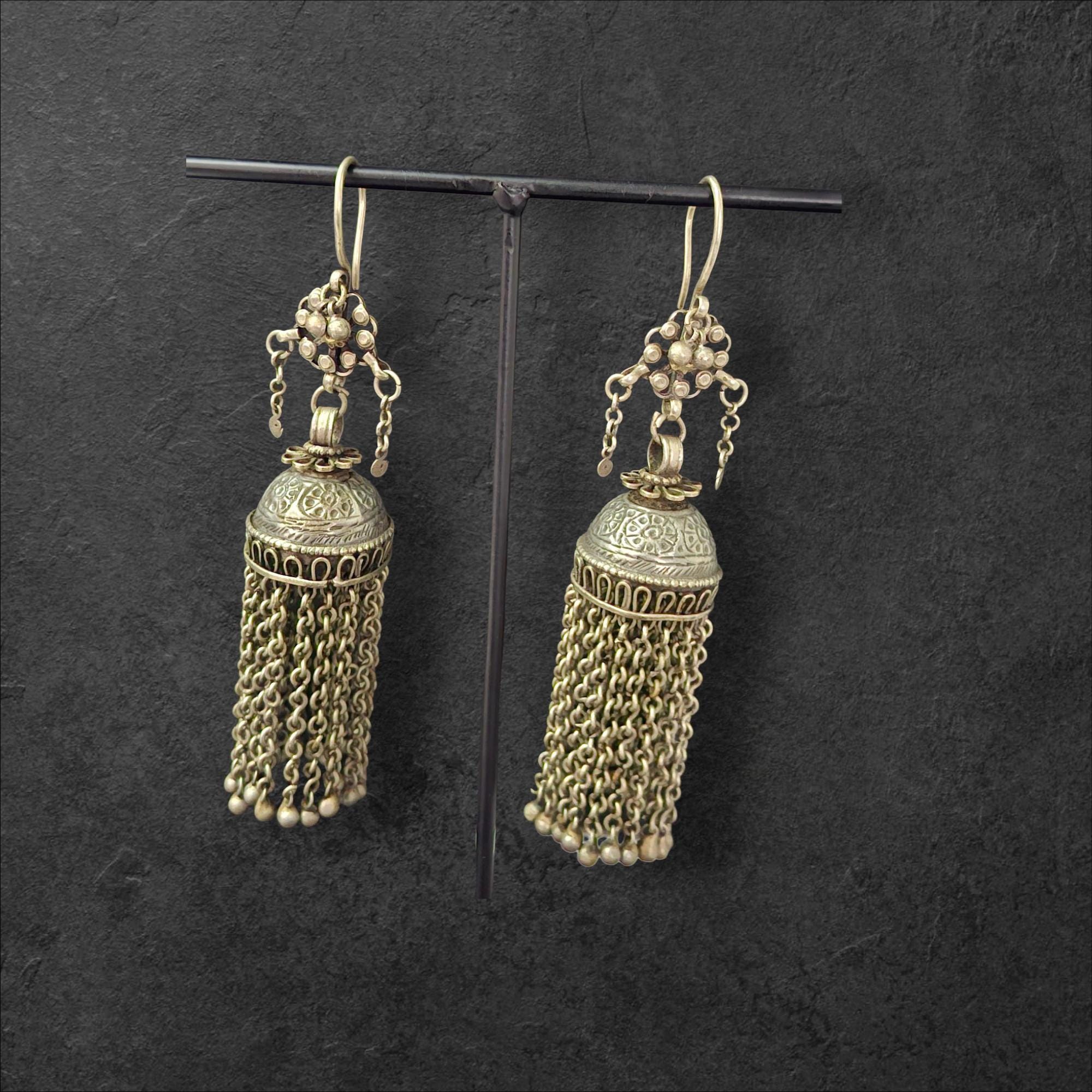 Antique Tassles Earring.Old Kochi Earring.Tribal Jewelry.Ethnic.Earring.Kuchi Earring.Authentic Earring,Vintage Earrings,Silver Earrings