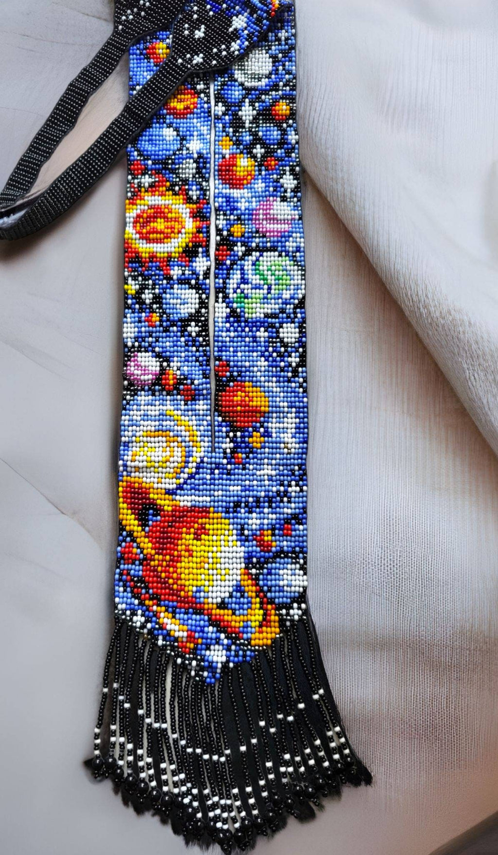 Handmade Loom Beaded Galaxy Necklace: Cosmic Planet Jewelry