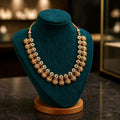 Gold-Plated Lakshmi Temple Jewelry Set – Necklace with Matching Earrings