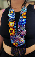 Handmade Loom Beaded Galaxy Necklace: Cosmic Planet Jewelry