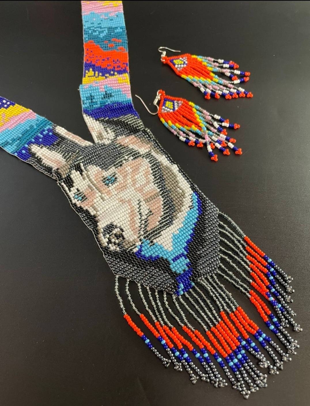 Handmade Beaded Dog Necklace: Boho Animal Lover Jewelry