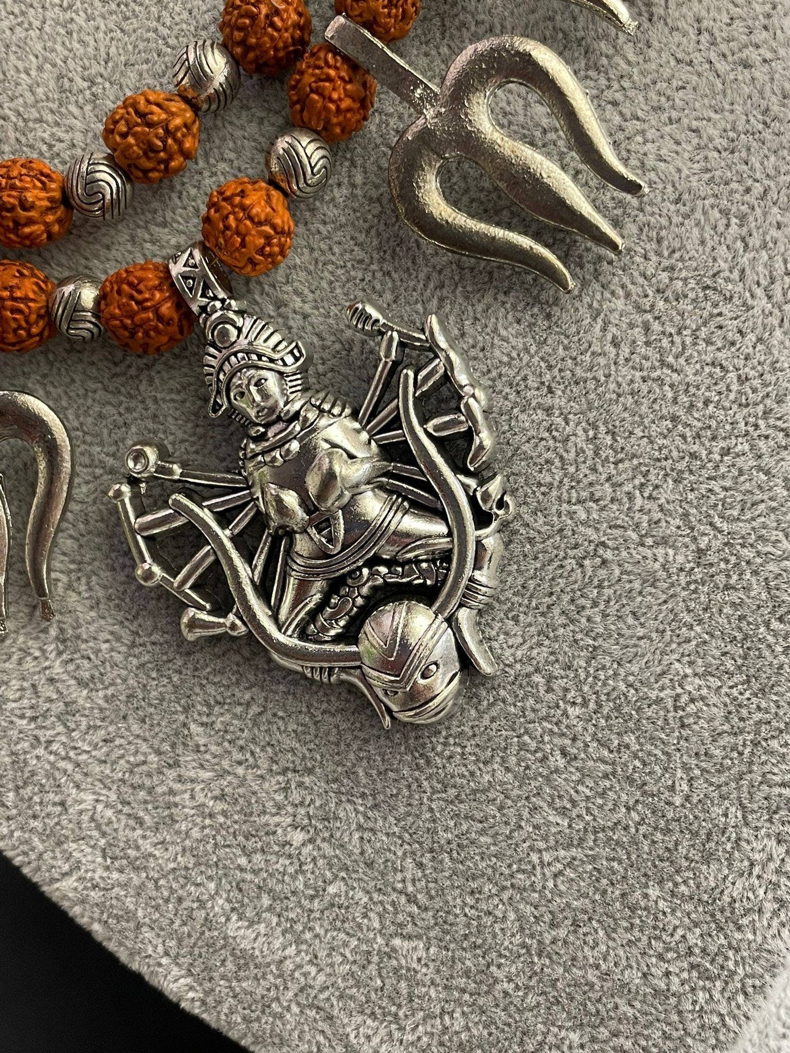 Kali Goddess Rudraksha Necklace: Hindu Amulet Pendant