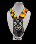 Beaded Halloween Necklace: Spooky Cat & Pumpkin Jewelry