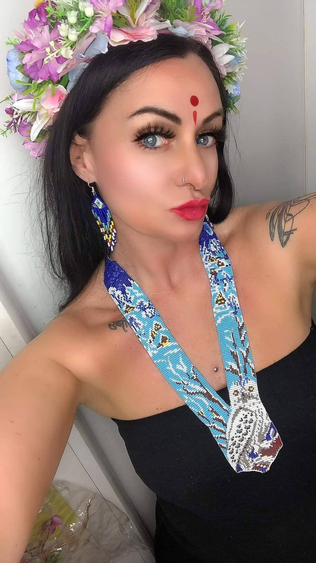 Handmade Beaded Owl Necklace: Long Statement Jewelry