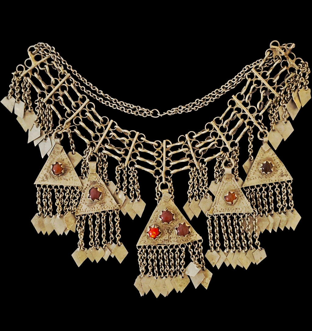 Desert Rose" Handcrafted Tribal Gala Necklace – Statement Geometric Bib