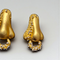 The "Scent" Surrealist Nose Earrings – Sculptural Gold Studs with Crystal Accents