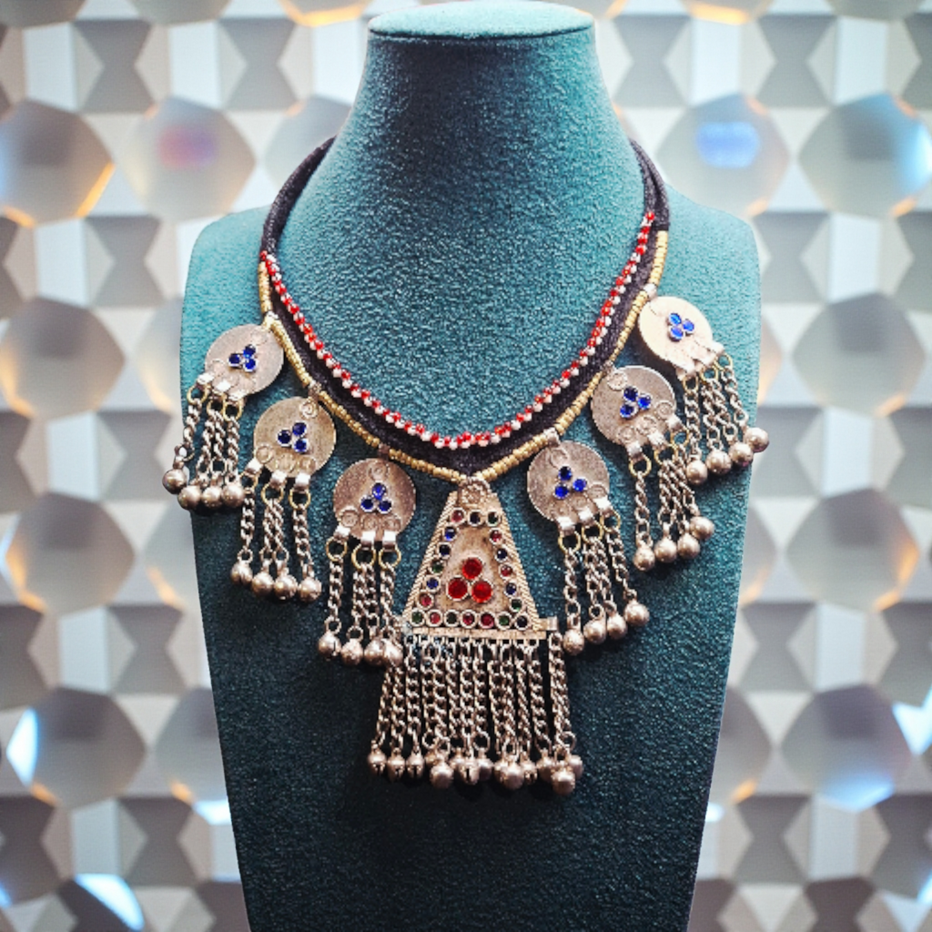 Handcrafted Kuchi Tribal Necklace – Traditional Afghan Coin & Tassel Design