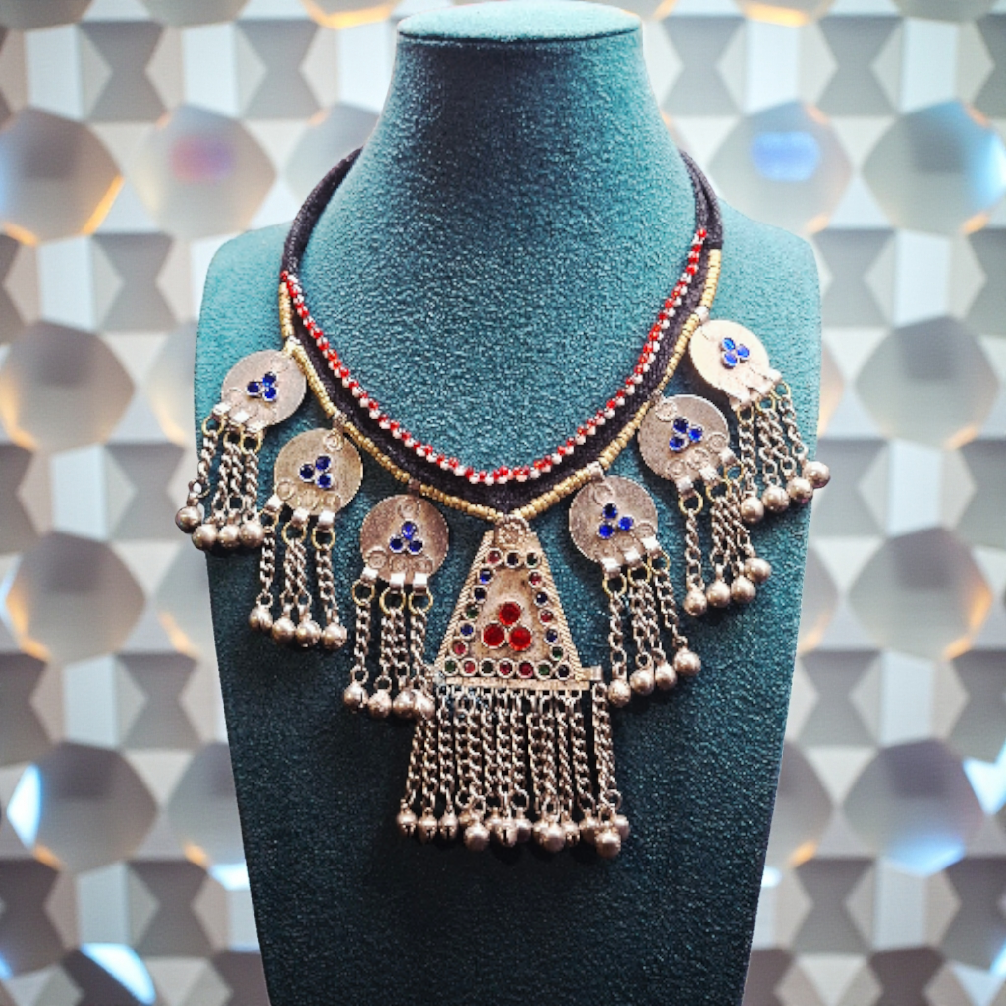 Handcrafted Kuchi Tribal Necklace – Traditional Afghan Coin & Tassel Design