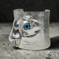 Surrealist Silver Face Cuff Bracelet – Hand-Sculpted Avant-Garde Jewelry