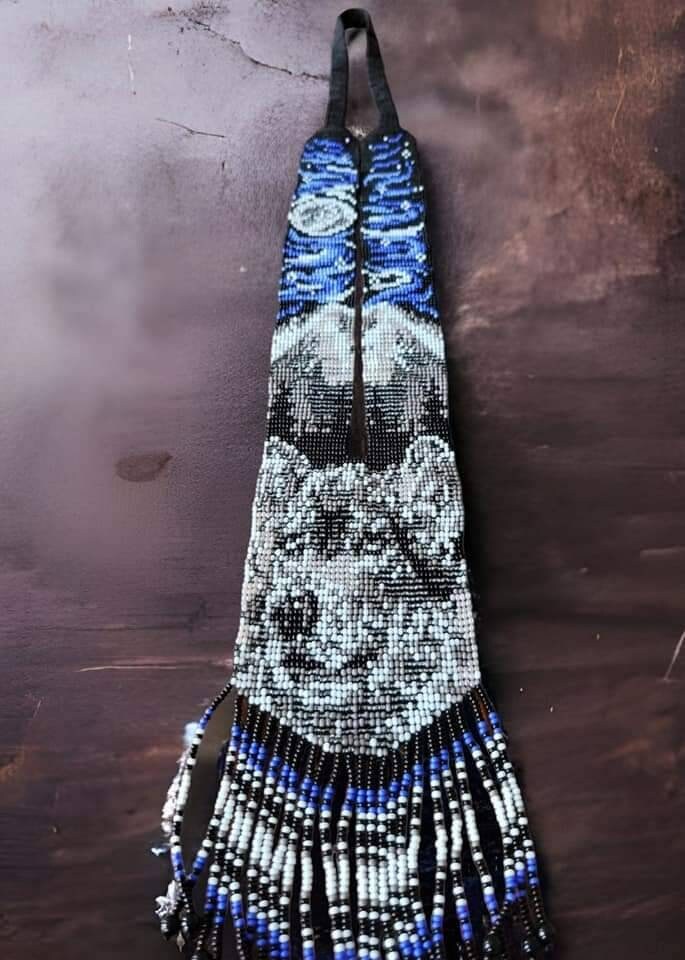 Handmade Beaded Wolf Necklace: Boho Animal Lover Jewelry
