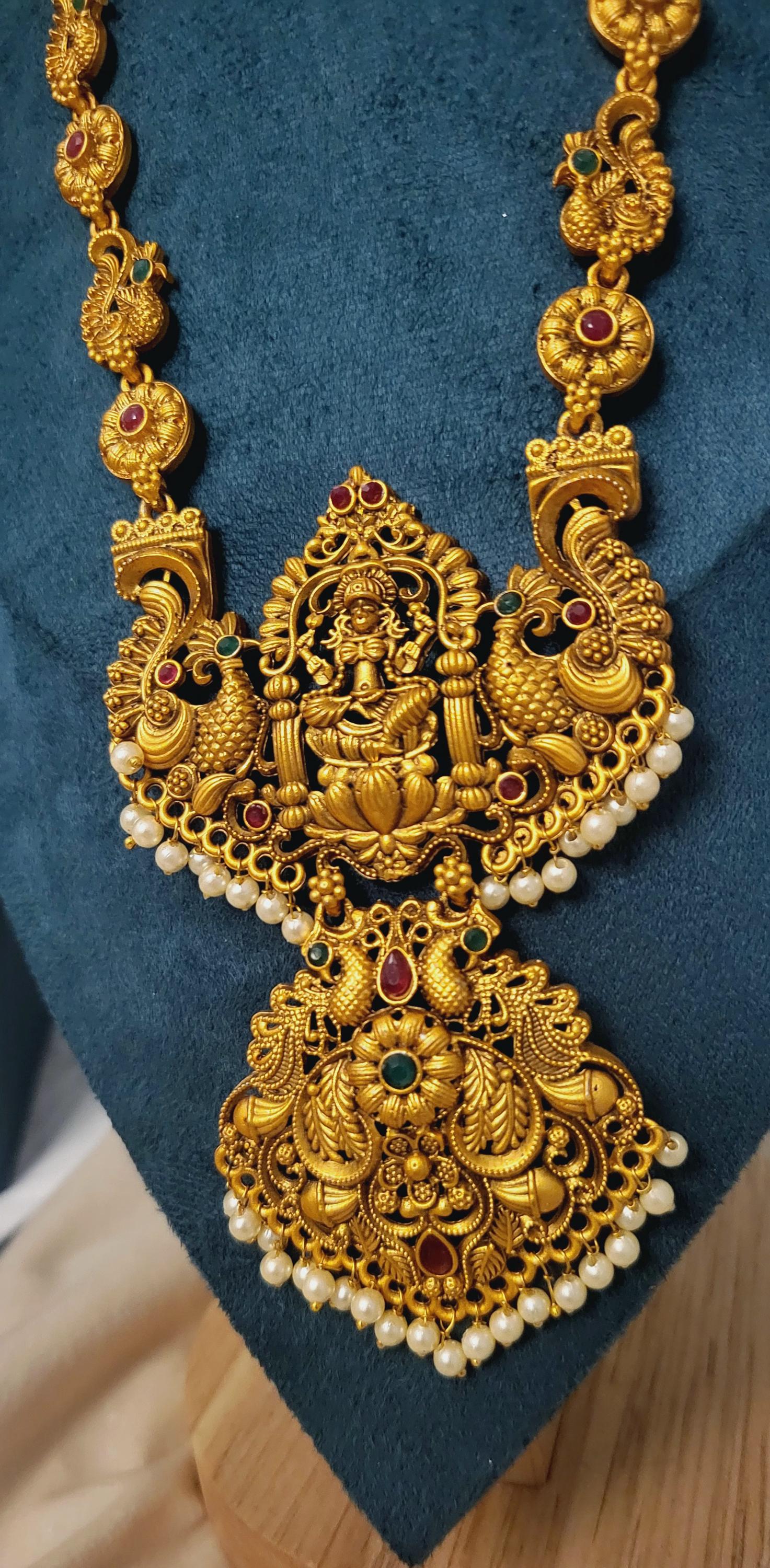 Gold Plated Laxmi Necklace Set: Indian Goddess Jewelry