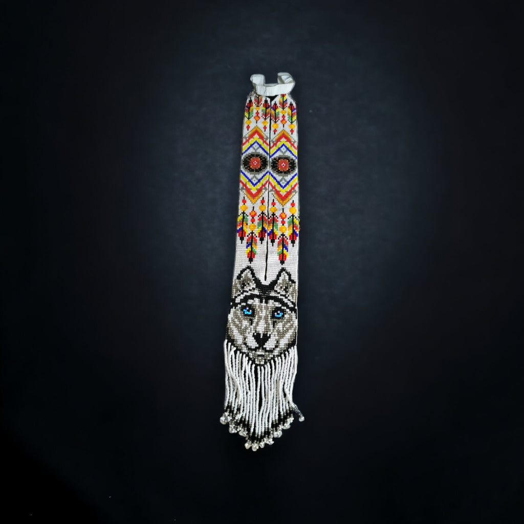 Handmade Beaded Wolf Necklace: Boho Animal Lover Jewelry