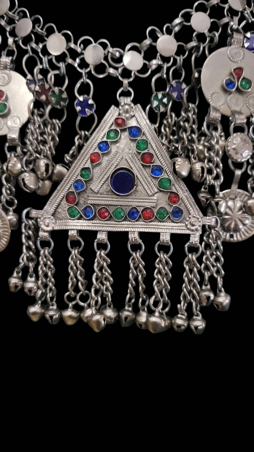 Afghani Choker: German Silver Tribal Necklace with Geometric Motif