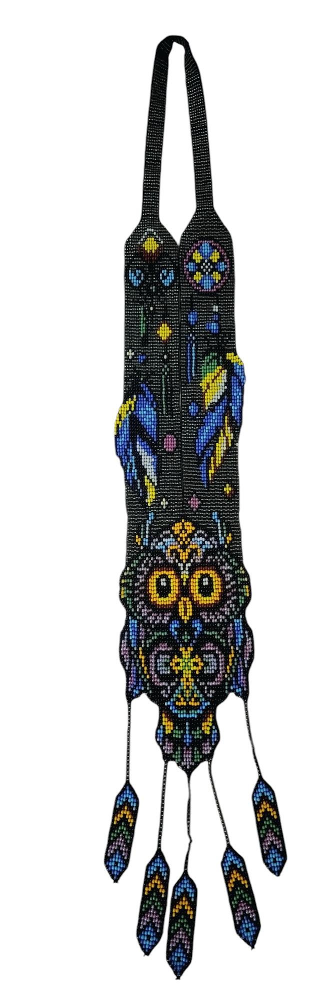 Handmade Beaded Owl Necklace: Long Statement Jewelry