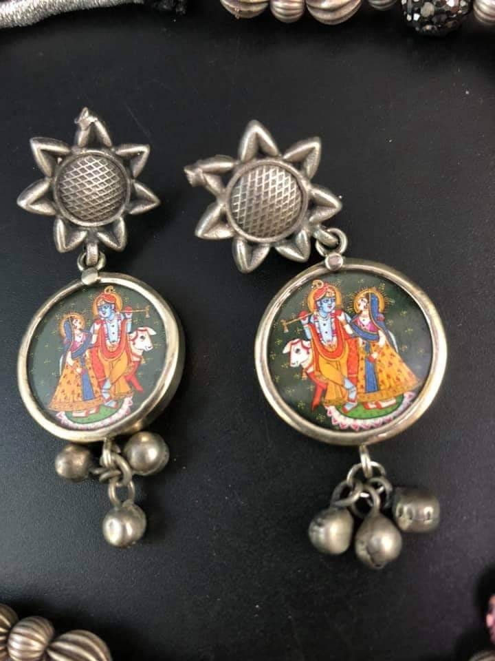 Handmade Krishna Radha Choker Necklace & Earrings Set