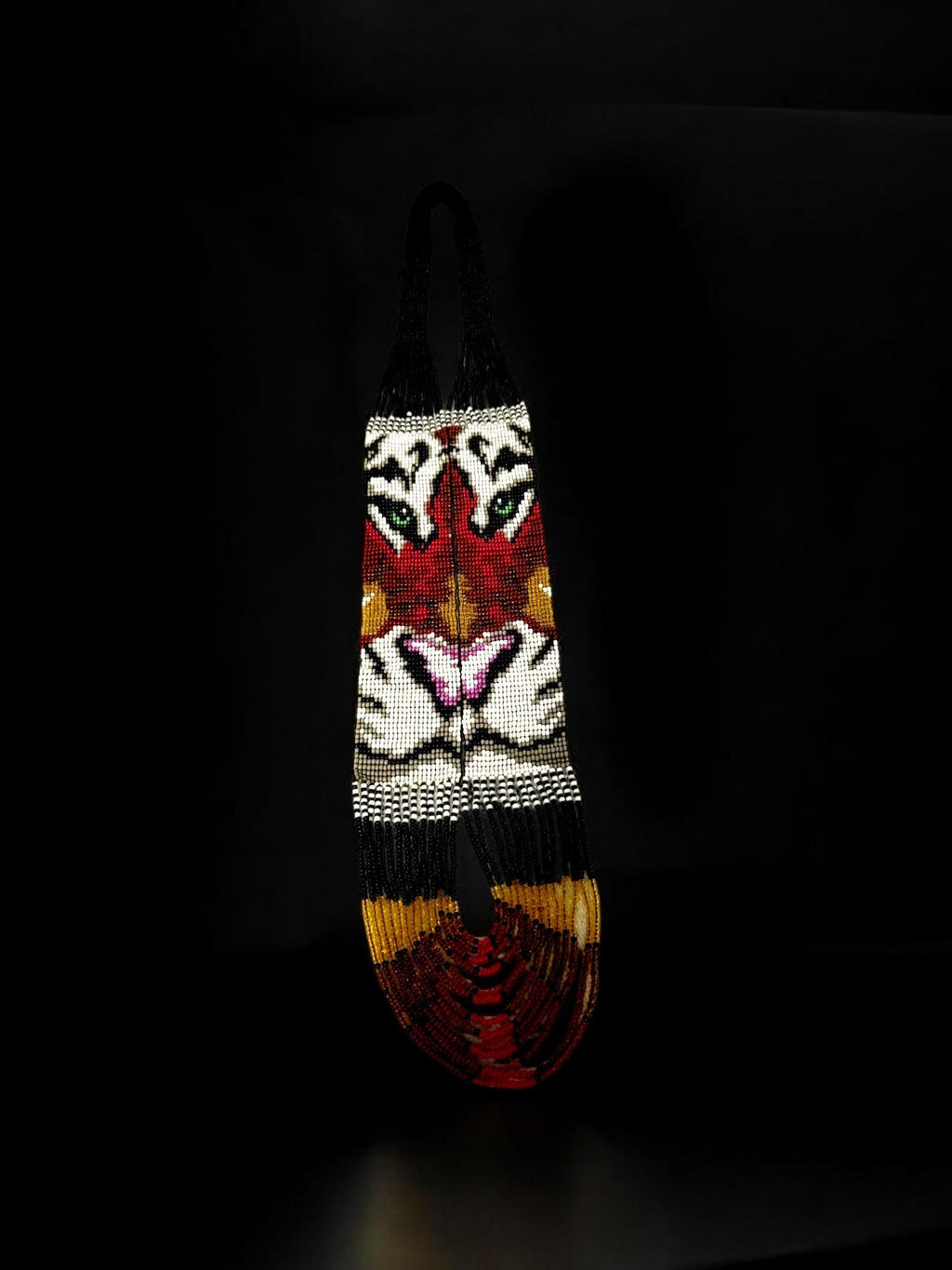 Handmade Lion Beaded Necklace: Ethnic Woven Seed Bead Pendant