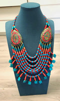 Handmade Nepalese Turquoise Coral Necklace: Boho Ethnic Jewelry