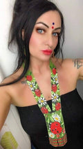 Handmade Beaded Ladybug Necklace: Boho Floral Garden Jewelry
