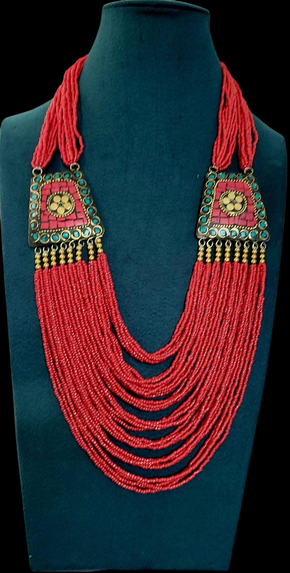 Tibetan Beaded Layered Necklace: Nepal Ethnic Boho Jewelry