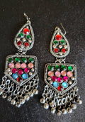 Oxidized Dangle Earrings: Ethnic Silver Boho Jewelry