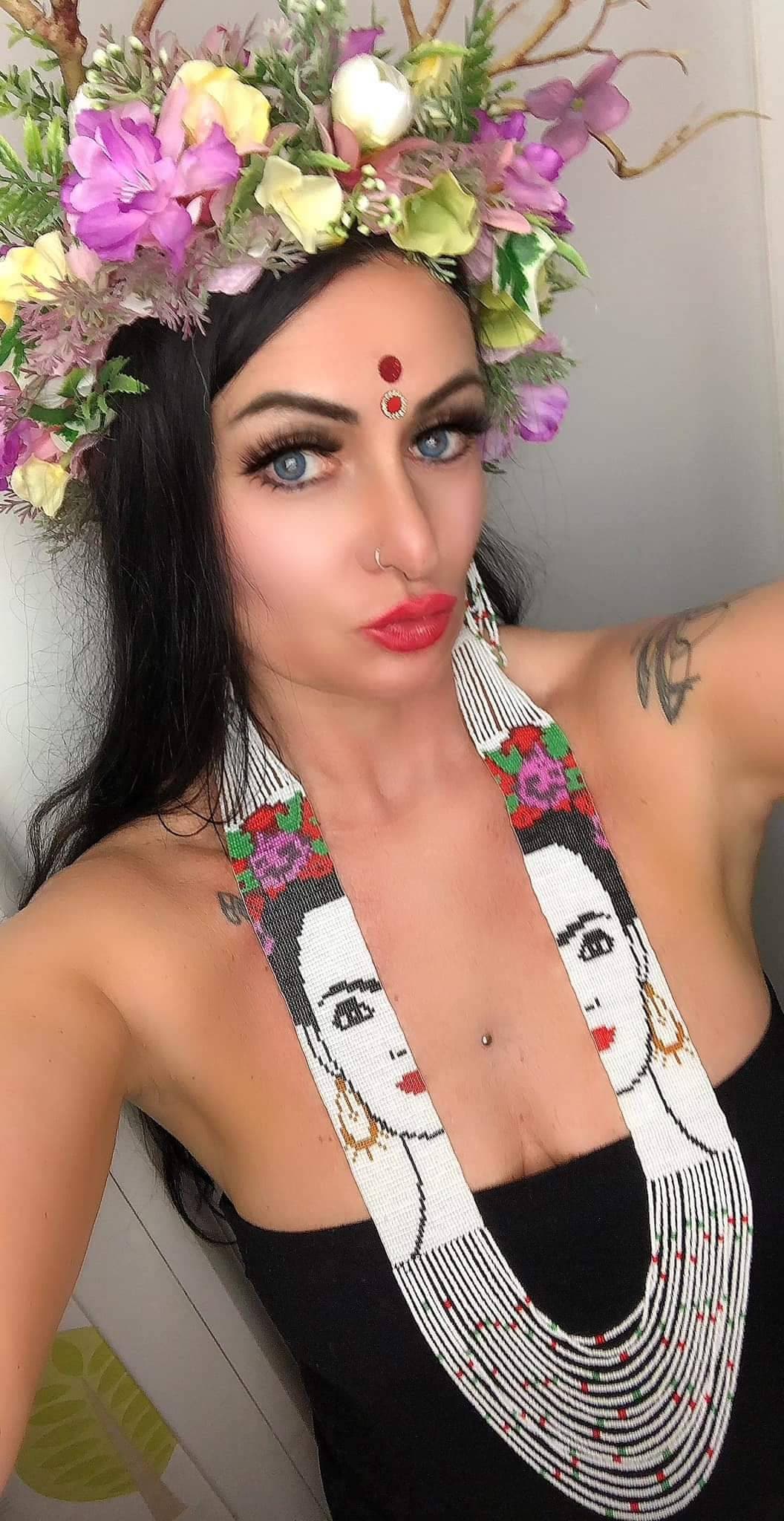 Handmade Frida Kahlo Beaded Necklace: Mexican Style Jewelry