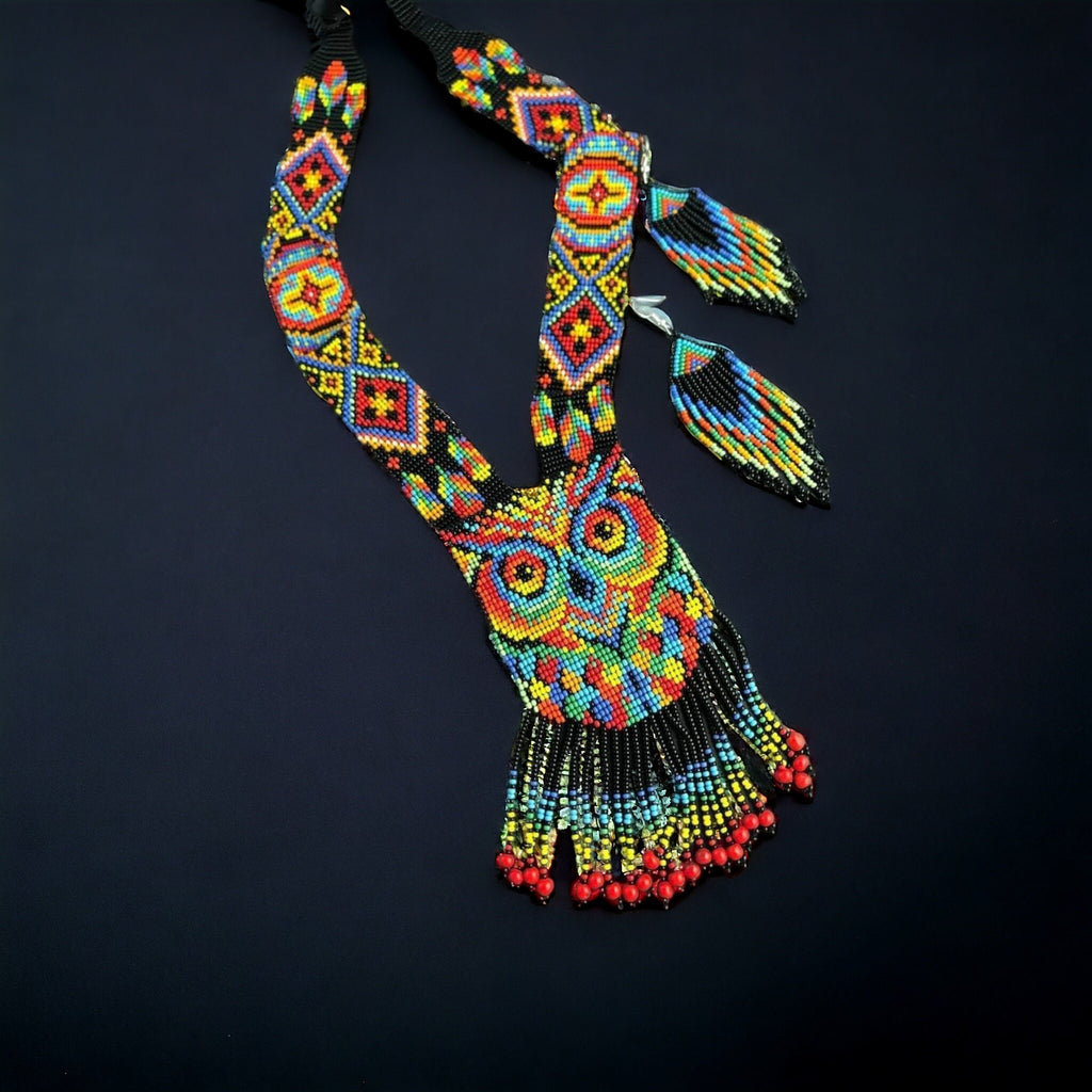 HANDMADE BEADED NECKLACE, Owl Necklace