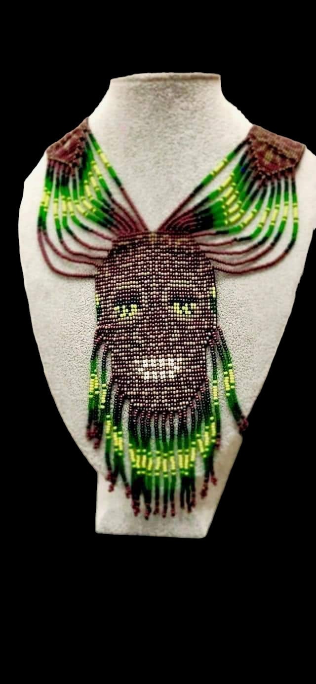 Handmade Seed Bead Skull Necklace: Ethnic Beaded Jewelry