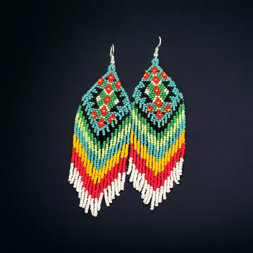 Handmade Beaded Earring,Fringe Earrings,Long Earring, Seed Beads Earring,Threader Earring,