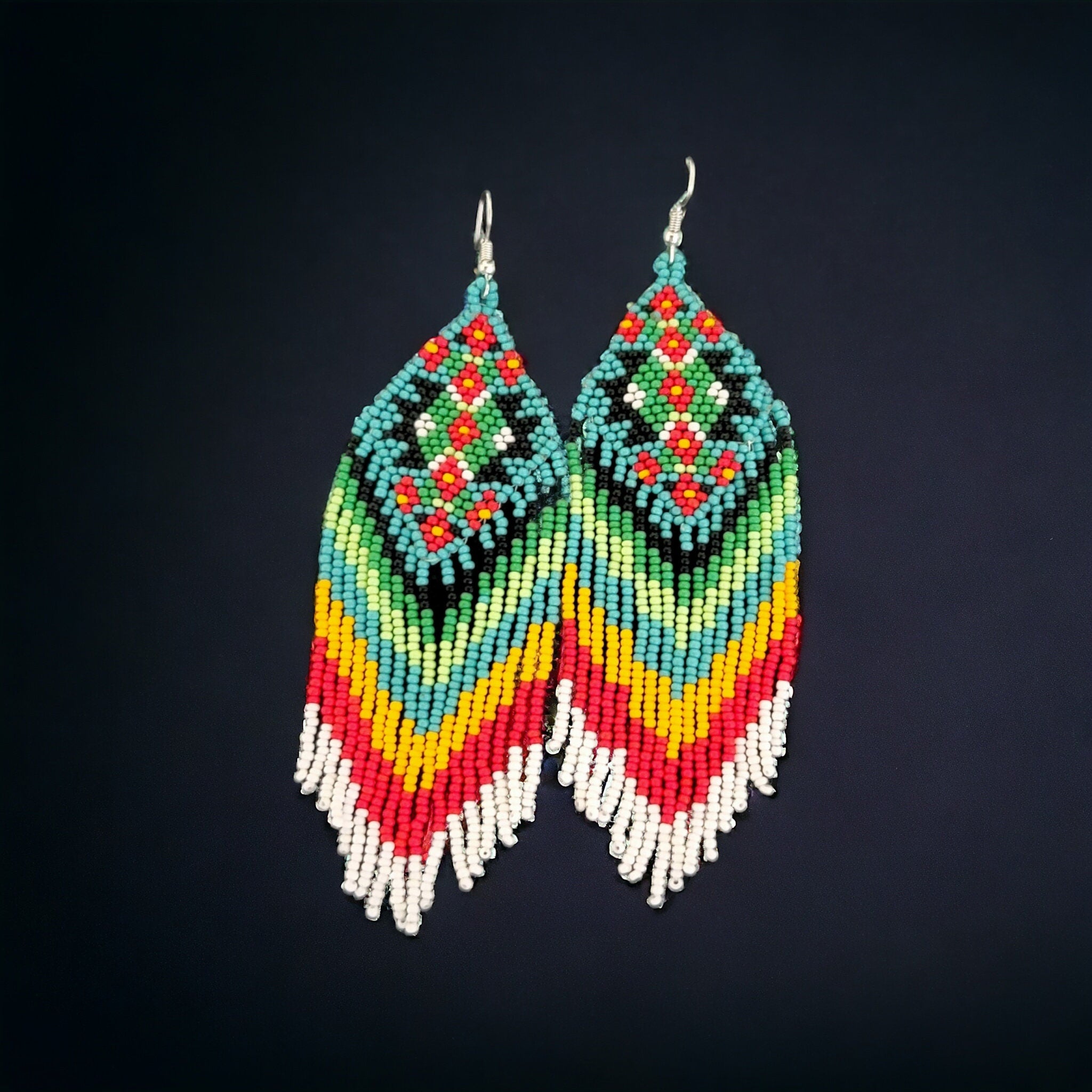 Handmade Beaded Earring,Fringe Earrings,Long Earring, Seed Beads Earring,Threader Earring,