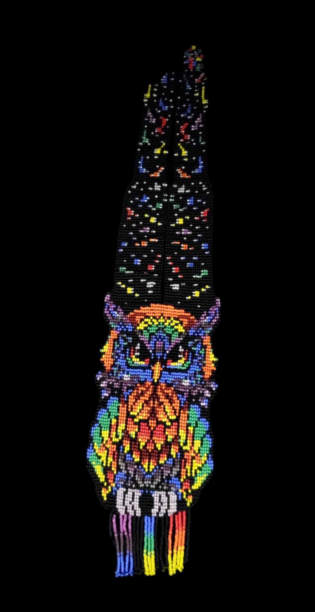 Handmade Beaded Rainbow Owl Necklace: Whimsical Boho Jewelry