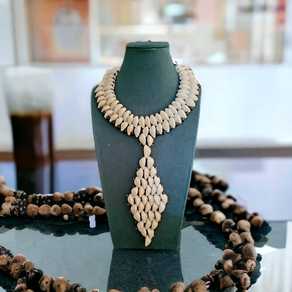 Handmade Cowrie Shell Bib Necklace: Beach Jewelry