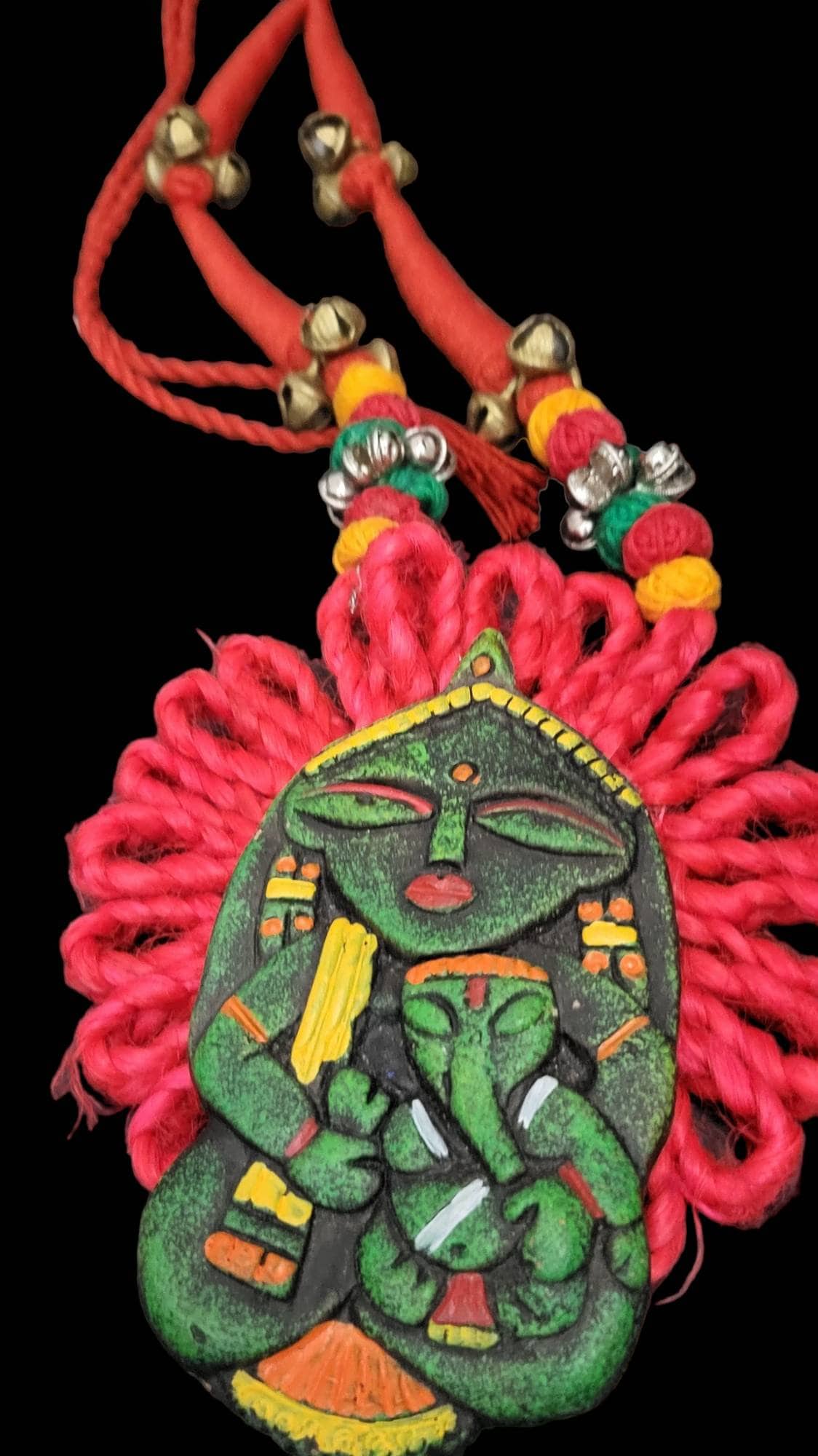Handmade Polymer Clay Necklace: Indian Woman, Abstract Art Pendant
