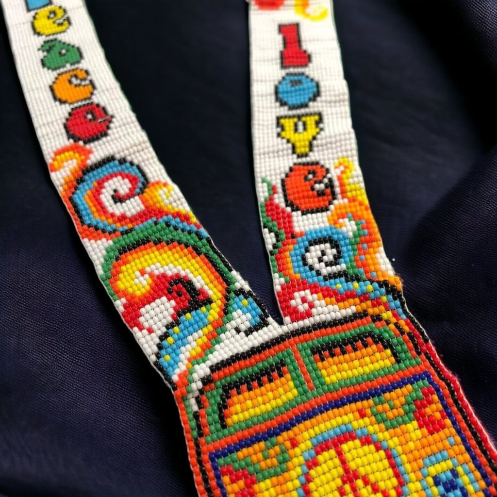Seed Bead Peace Sign Necklace: Boho Hippie Style