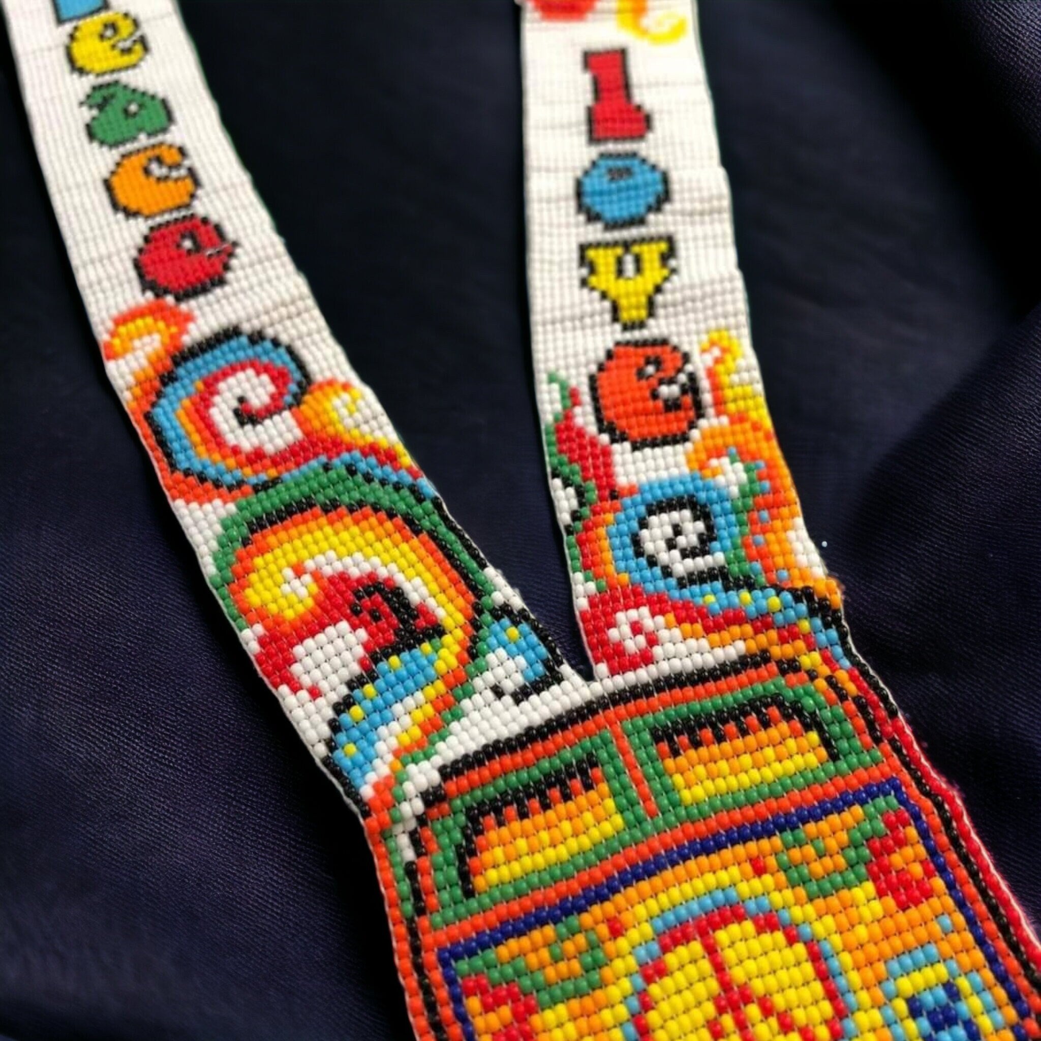 Seed Bead Peace Sign Necklace: Boho Hippie Style