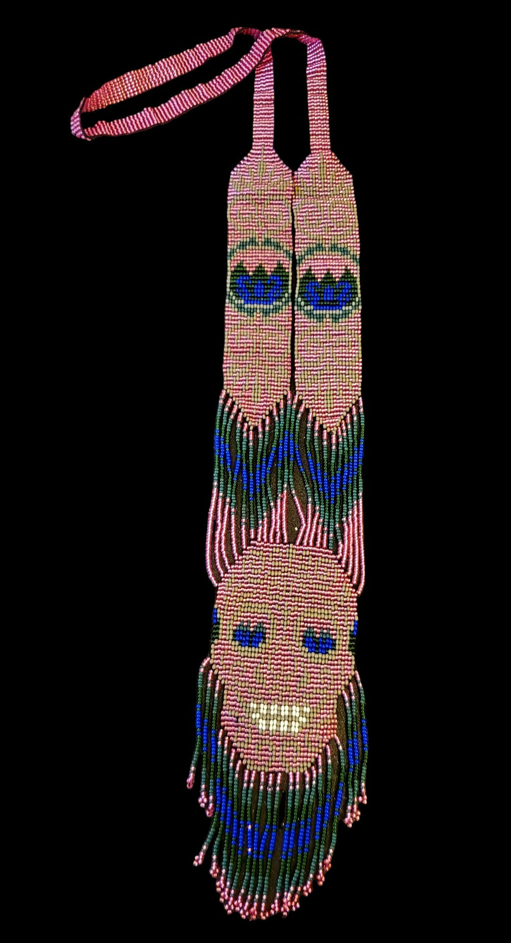 Handmade Seed Bead Skull Necklace: Ethnic Beaded Jewelry
